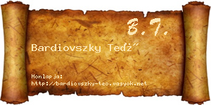 Bardiovszky Teó névjegykártya